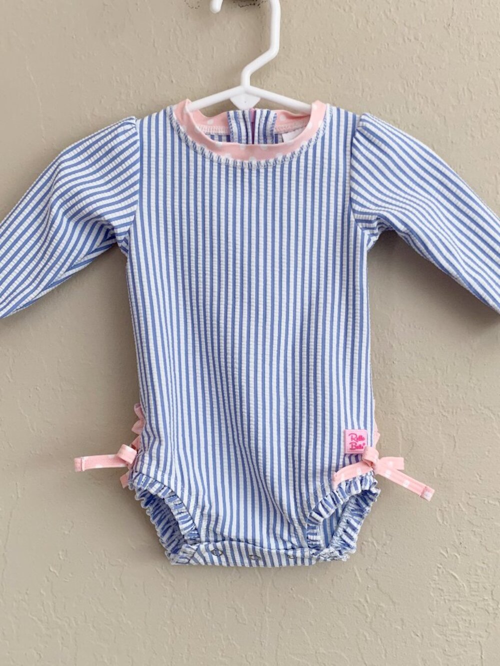 RuffleButts Seersucker Swimsuit • 3-6 Months
